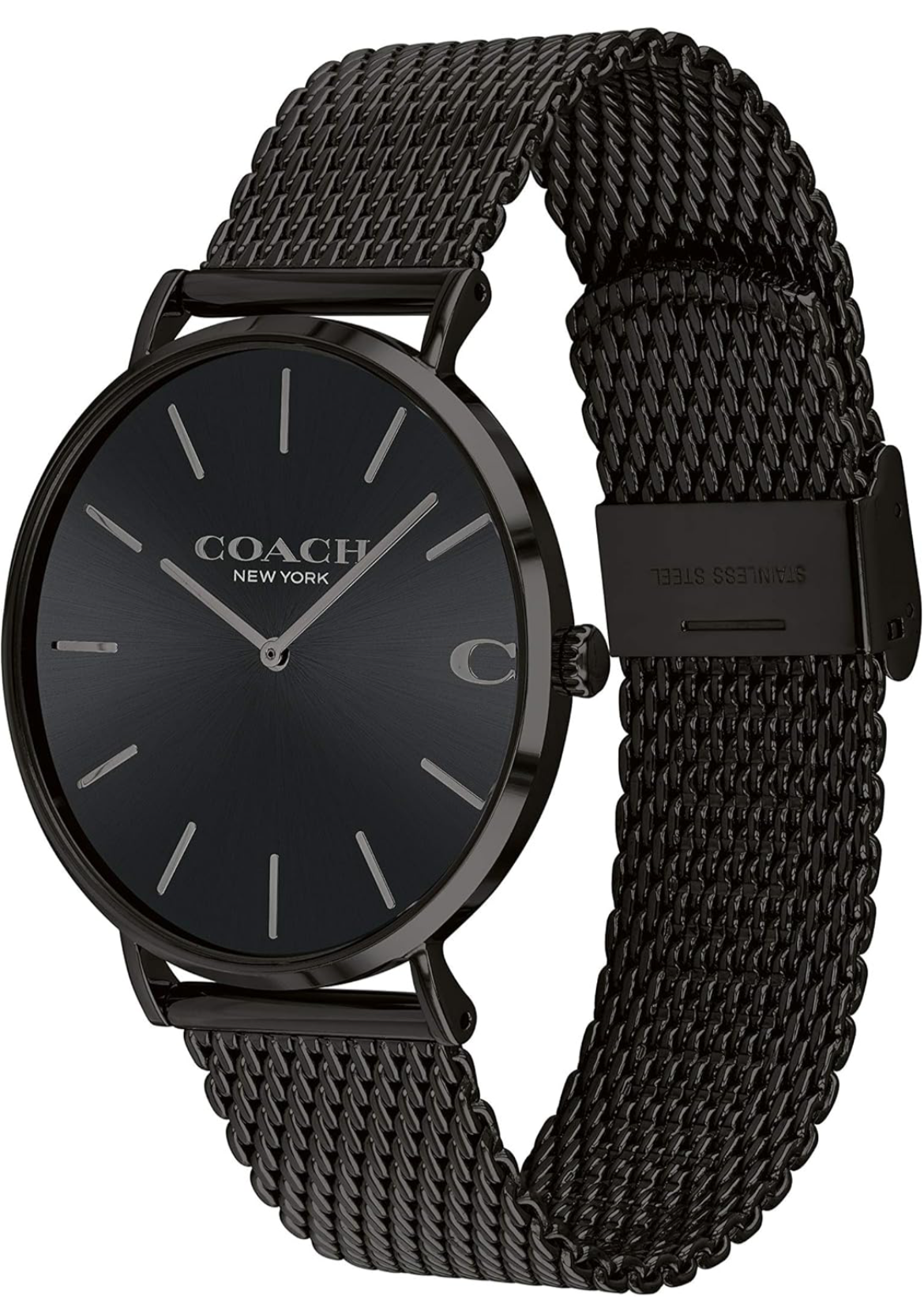 Coach CHARLES MENS BLACK DIAL IONIC PLATED BLACK STEEL Watch