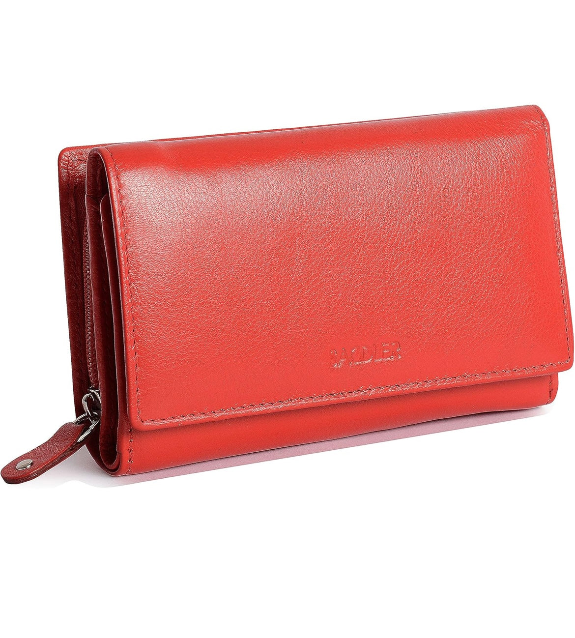 SADDLER Womens Luxurious Real Leather Trifold Wallet Clutch Purse with Zipper Coin Purse