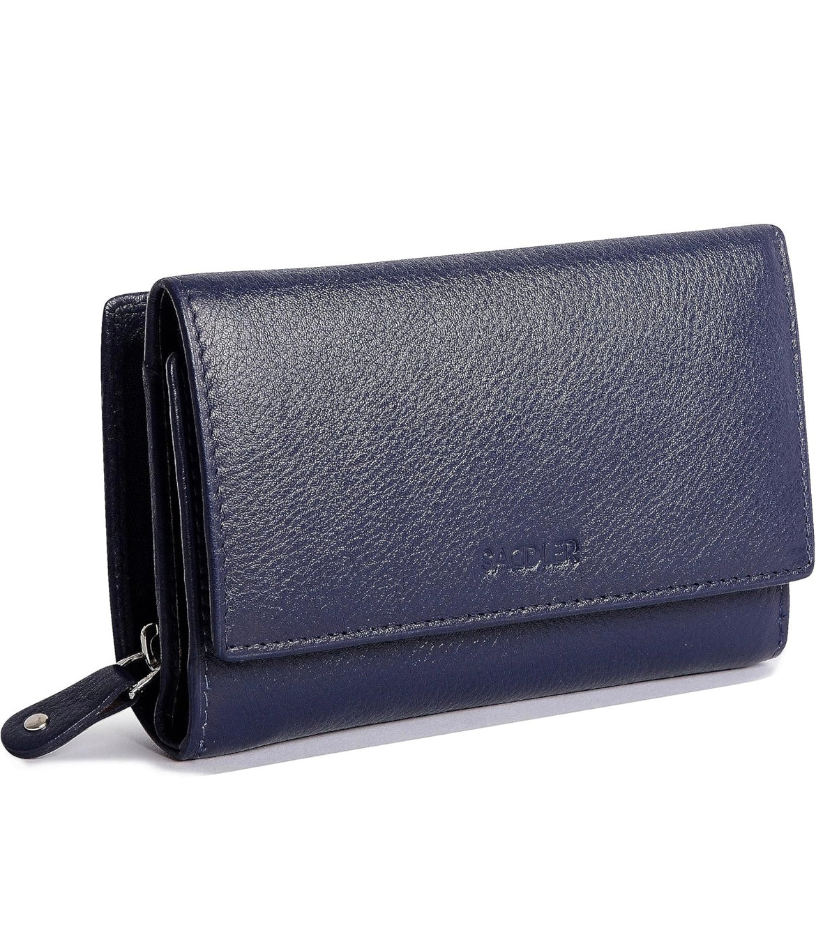 SADDLER Womens Luxurious Real Leather Trifold Wallet Clutch Purse with Zipper Coin Purse