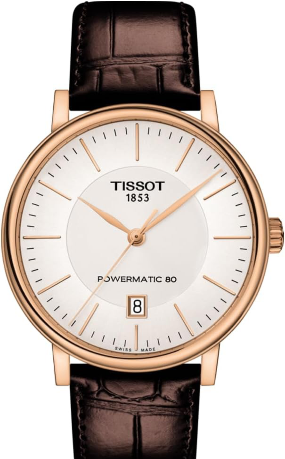 Tissot Carson T122.407.11.031.00 POWERMATIC 80 Rose Gold Brown Leather Automatic Watch