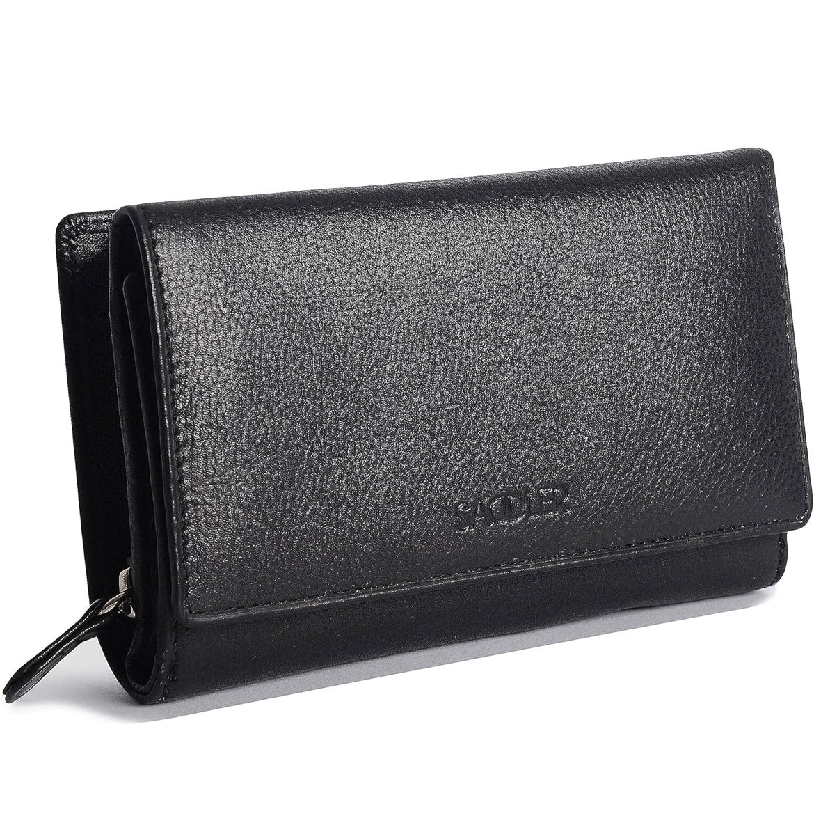 SADDLER Womens Luxurious Real Leather Trifold Wallet Clutch Purse with Zipper Coin Purse