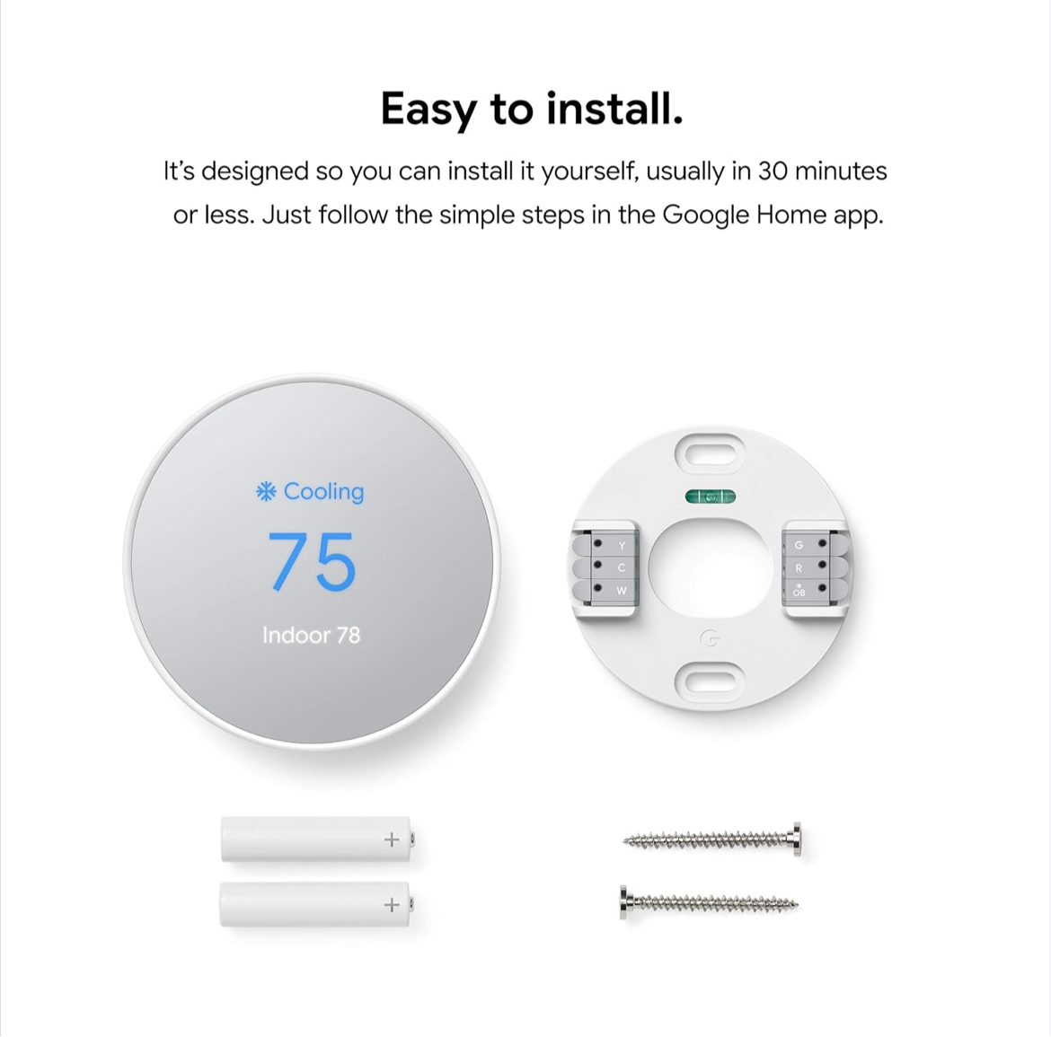 Google Nest Thermostat - Smart Thermostat for Home - Programmable Wifi Thermostat