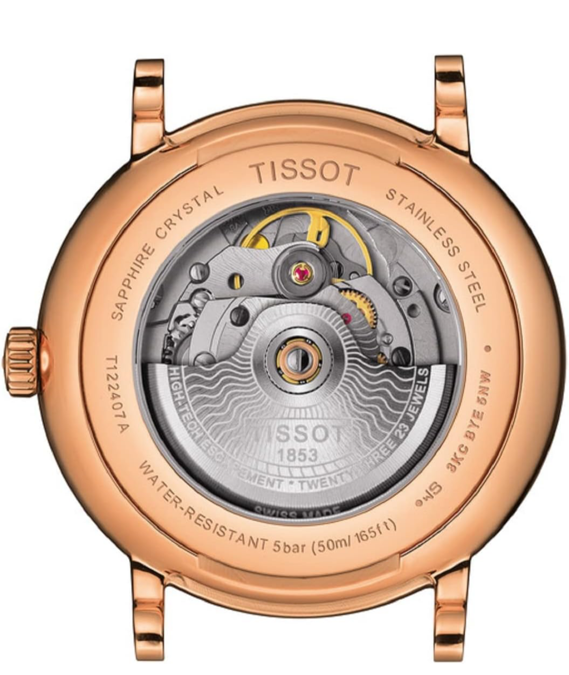 Tissot Carson T122.407.11.031.00 POWERMATIC 80 Rose Gold Brown Leather Automatic Watch