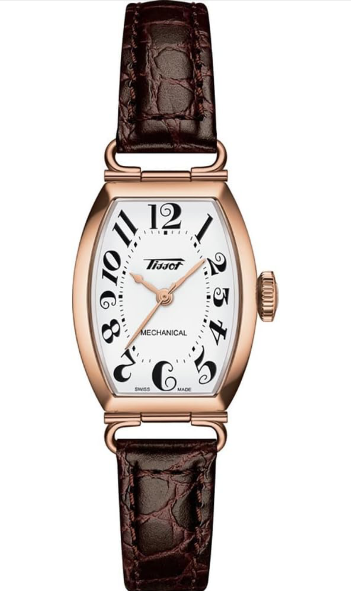 TISSOT Women's T1281613601200 Heritage Porte Small Lady Mechanical White Dial Leather Strap Wristwatch