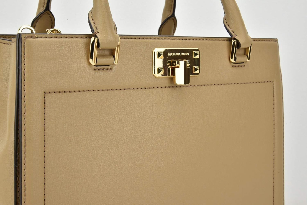 Michael Kors 35S9GYKS6L Kinsley Medium Accordion Leather Crossbody Satchel Bag - DK Khaki