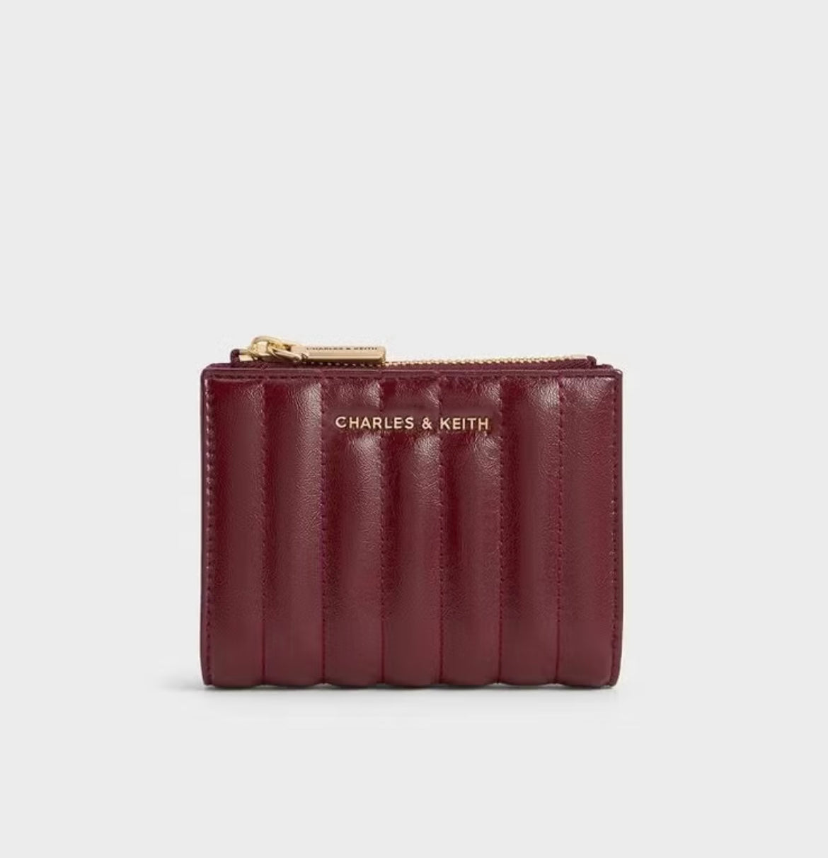 Charles & Keith Donna Crinkle-Effect Panelled Top-Zip Wallet