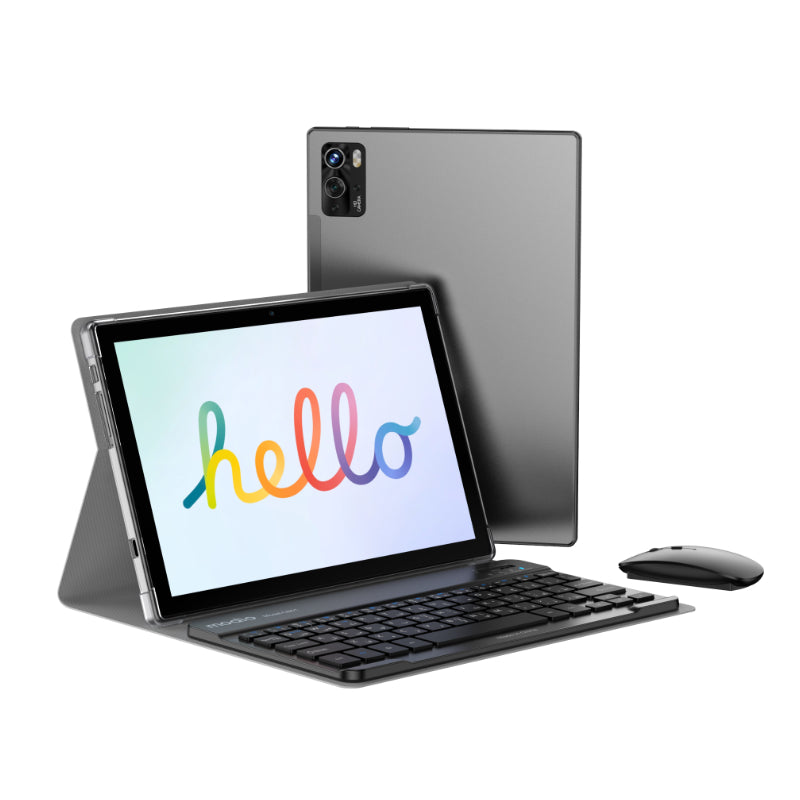 Modio M27 Kids Smart Tablet – 10.1” Display, 8GB RAM, 512GB Storage, Dual SIM + 5G, Wi-Fi – Silver (With Bluetooth Keyboard)