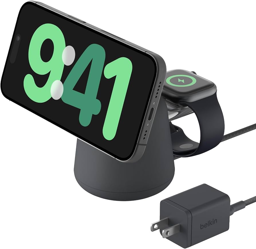Belkin Fast Charge Pro 2-in-1 Wireless Charging Dock with MagSafe – 15W Fast Charging for iPhone & AirPods