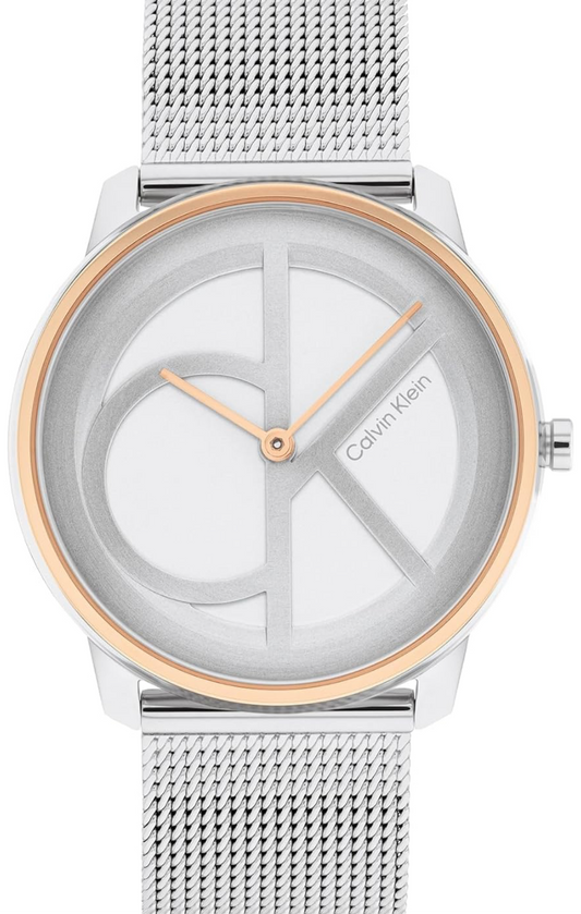 Calvin Klein ICONIC MESH 35MM UNISEX SILVER WHITE DIAL STAINLESS STEEL WATCH
