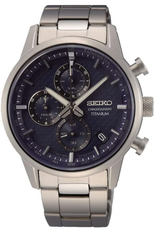 Seiko Men's Quartz Watch Titanium with Stainless Steel Strap