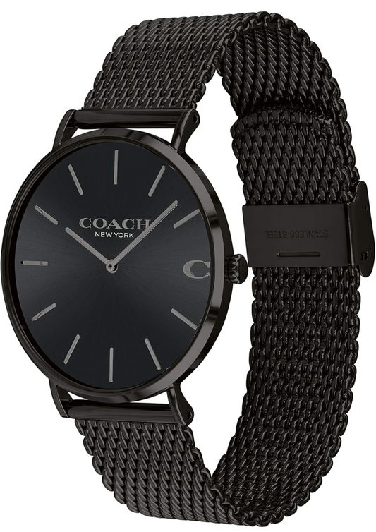Coach CHARLES MENS BLACK DIAL IONIC PLATED BLACK STEEL Watch