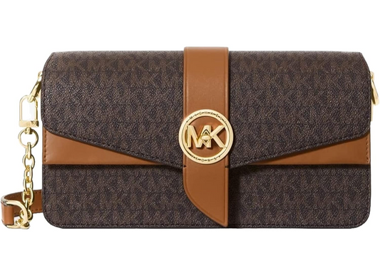 Michael Kors Women Greenwich Medium Logo Shoulder Bag, Brown