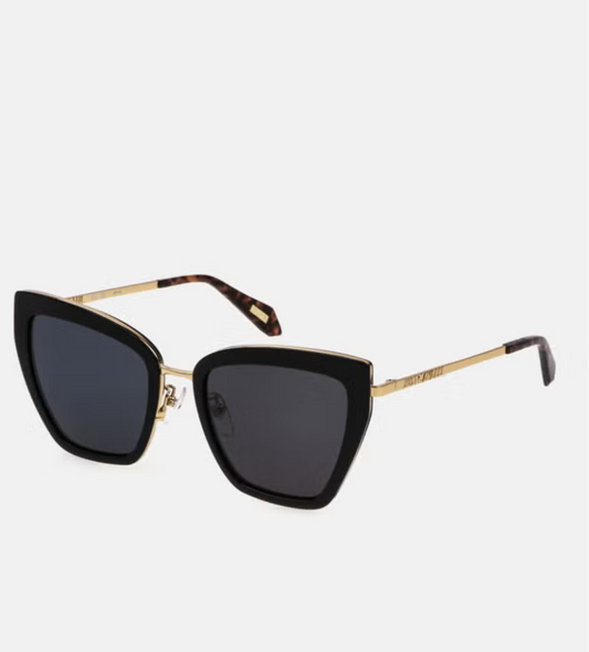 Just cavalli Women's Square Shape  Stainless steel Sunglasses SJC092 530700 - Lens Size: 53 Mm - Shiny Black