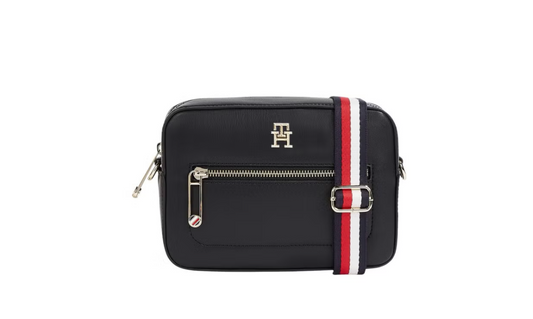 Tommy Hilfiger Women's Iconic Signature Strap Camera Bag - Faux Leather, Blue