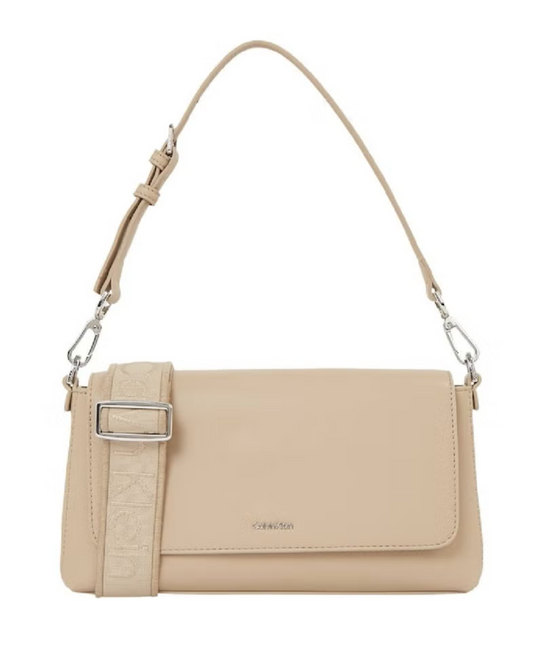 Calvin Klein Women's Convertible Shoulder Bag - Faux Leather, Beige
