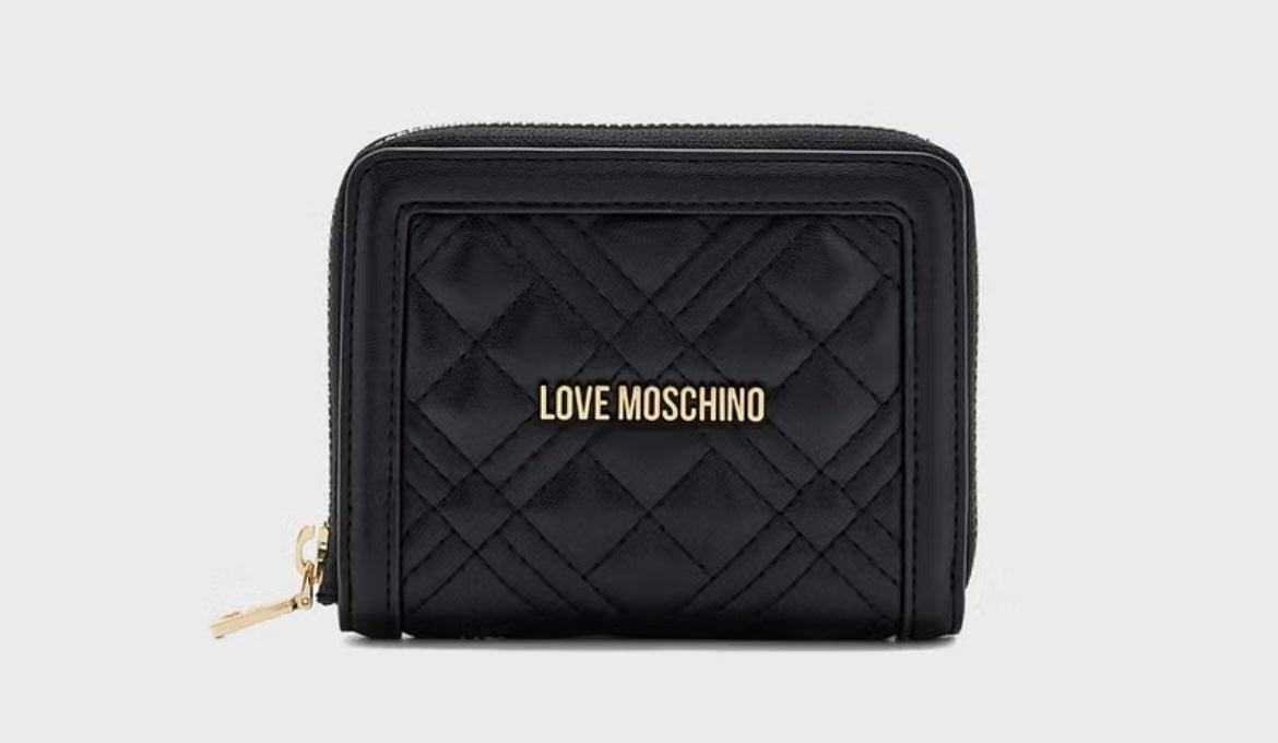 Love Moschino Logo Detailed Quilted Zip Over Wallet