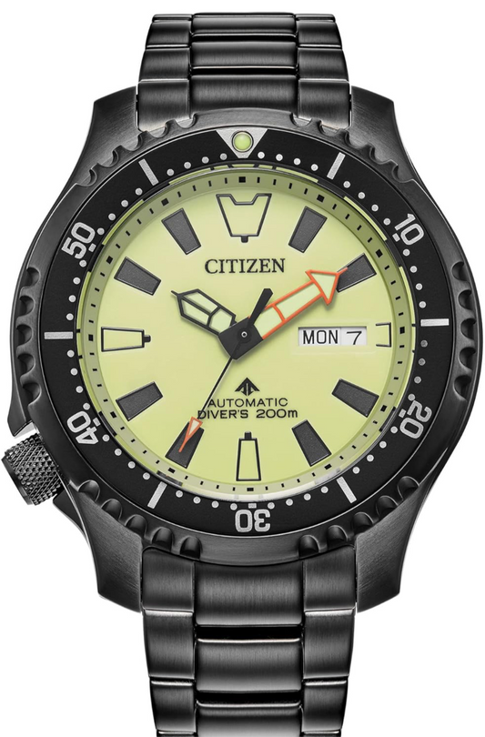 Citizen Men's Eco-Drive Promaster Dive Automatic Black IP Stainless Steel Watch with Rotating Bezel Model NY0155-58X
