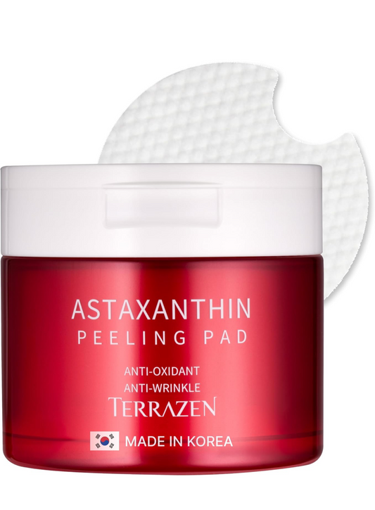 TERRAZEN Korean Face Skin Care Astaxanthin Peeling Pads 60pcs - Anti Aging & Rejuvenating with Peptide Amino Acid Gentle Peel Facial Pads
