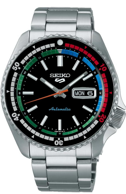 Seiko 5 Sports The 'New Rally Diver' Retro Colour Collection SRPK09K1, Silver, Retro