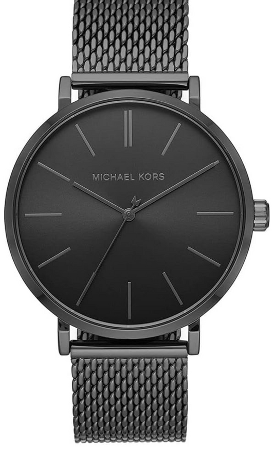 Michael Kors Men's Auden Three-Hand Black-Tone Alloy Watch