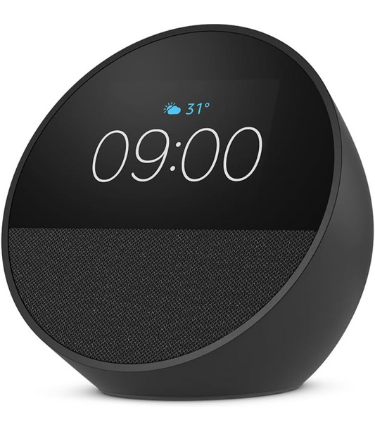 Echo Spot 2024 Release Smart Alarm Clock with Vibrant Sound and Alexa in Black