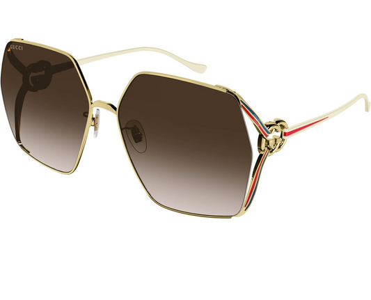 GUCCI SUNGLASSES GG1322SA GOLD-IVORY-BROWN 64 WOMENS