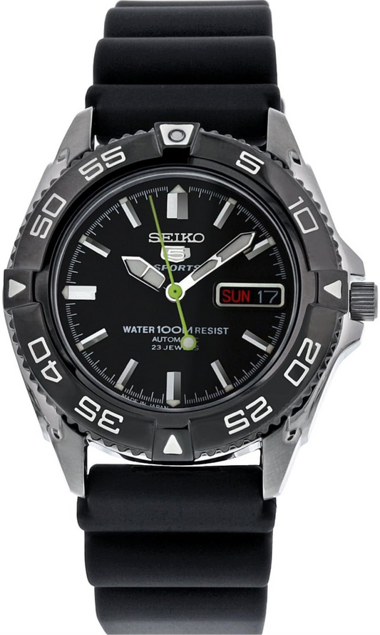 Seiko 5 Men's Black Dial Rubber Automatic Watch - SNZB23J2