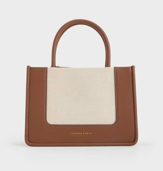 Charles & Keith Mini Daylla Tote Bag & Crossbody Bag - Tan