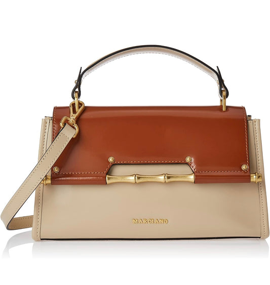 Marciano By GUESS Women's Shoulder Crossbody Leather Handbag With Top Handle Alia Small, Brown