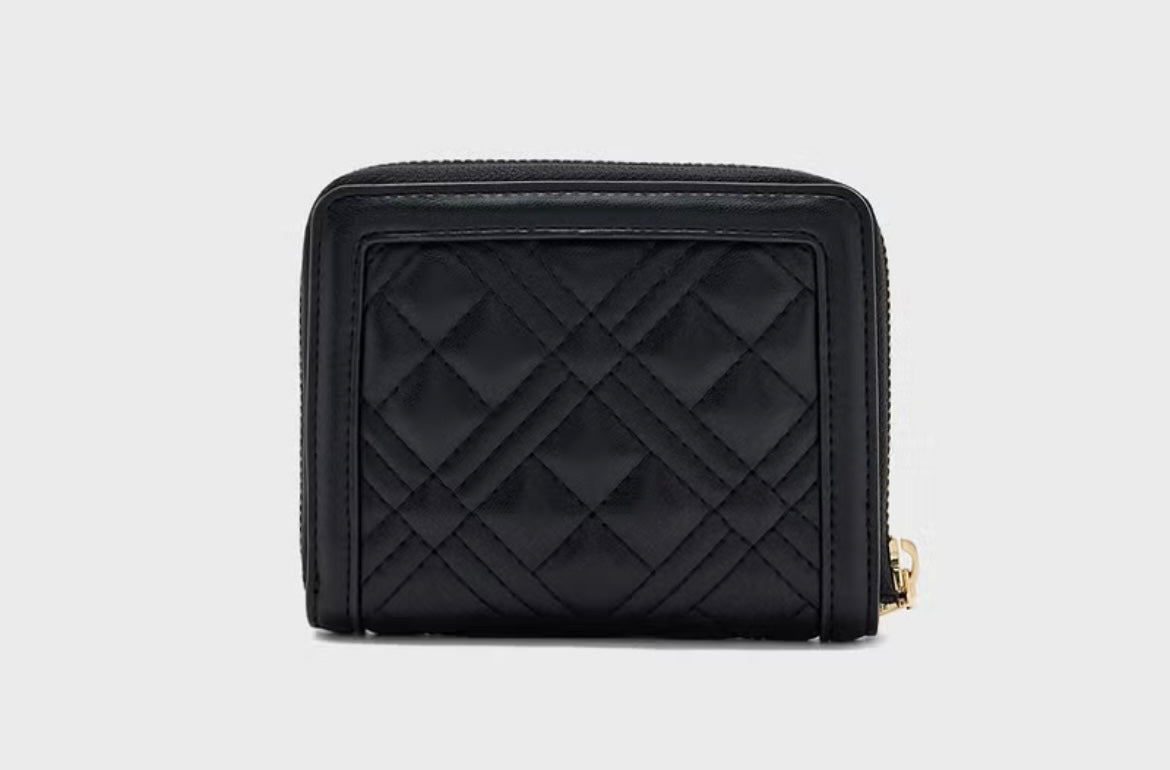 Love Moschino Logo Detailed Quilted Zip Over Wallet