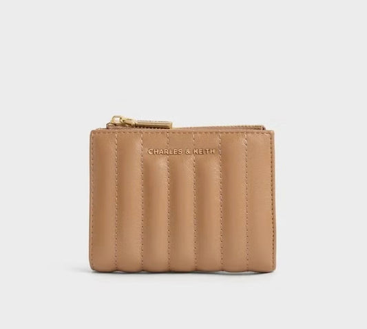Charles & Keith Donna Crinkle-Effect Panelled Top-Zip Wallet