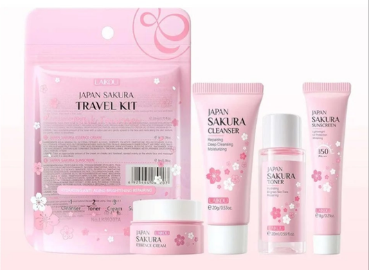 JAPAN SAKURA LAIKOU Skincare Travel Kit - 4-Piece Complete Set