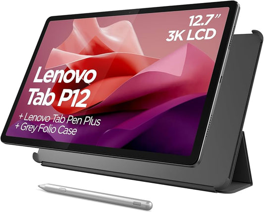 Lenovo Tab P12 – 12.7” 3K Touch Display, 8GB RAM + 128GB Storage, MediaTek Dimensity 7050 – Includes Pen & Keyboard Pack
