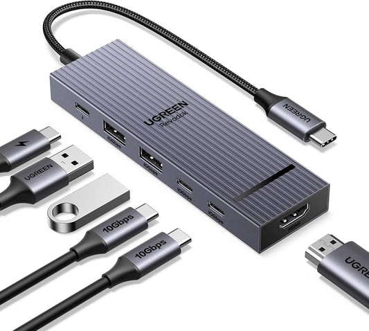 UGREEN Revodok USB-C Hub 6-in-1 – 10Gbps, 4K@60Hz HDMI, 100W PD