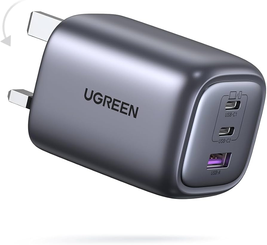 UGREEN Nexode 65W USB-C Charger – 3-Port Foldable GaN Fast Charger for Laptops, Tablets & Phones
