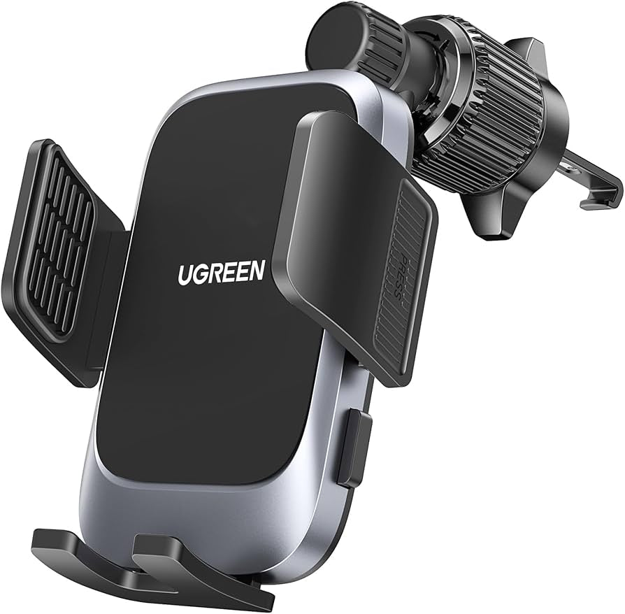 UGREEN Car Phone Holder – 360° Adjustable Arm Air Vent Mount with One-Button Release & Metal Hook Grip