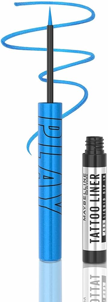 Maybelline New York Tattoo Play Blue Liquid Eyeliner - Longwear Waterproof Eyeliner - Metallic Finish, Switch, 2.1ml