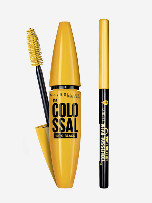 Maybelline New York 2 Piece Set: Colossal 100% Black Mascara + Kajal Argan Oil Khol Eyeliner