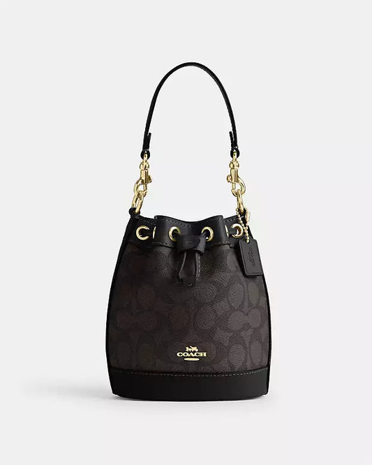 Coach Signature Canvas Mini Bucket Bag