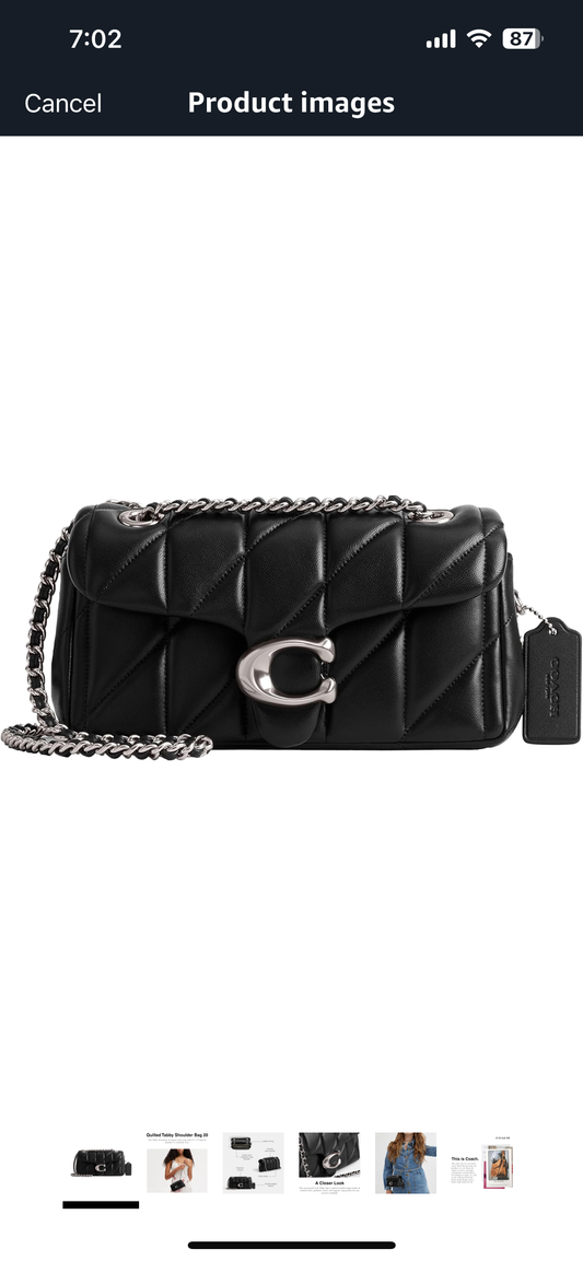 COACH Womens Quilted Tabby Shoulder Handbag